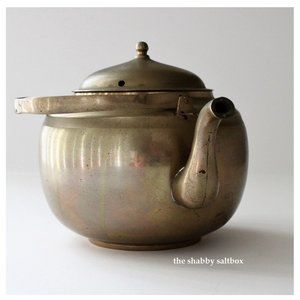 Vintage Brass Teapot Farmhouse Cottage Decor Small Petite Scale 5 inches Tall
